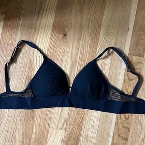 Lively Black Wireless Triangle Bralette with Sheer Side Panels